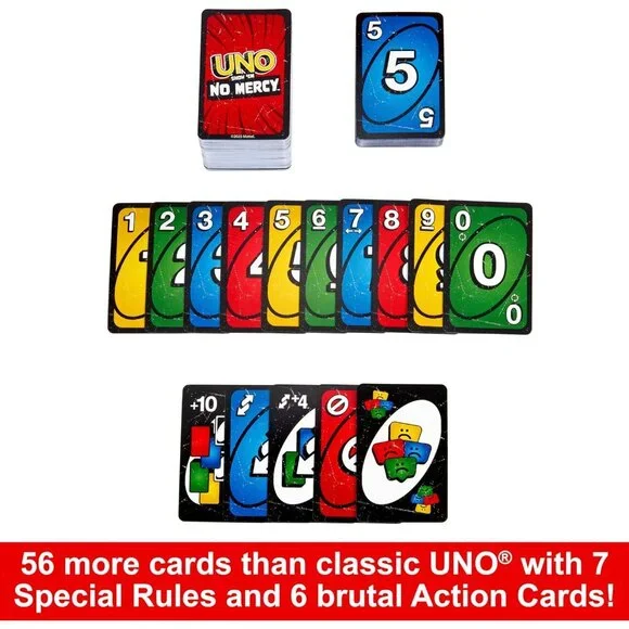 UNO Show ‘em NO MERCY Card Game for Kids, Adults & Family Parties and Travel Ext - Picture 5 of 6